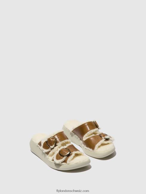 CH Fly London Frauen Slip-On-Sandalen buga902 Kamel 2664514