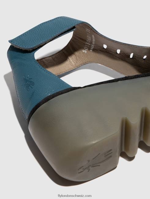 CH Fly London Frauen T-Riemen-Sandalen bezo306 Benzin 2664418