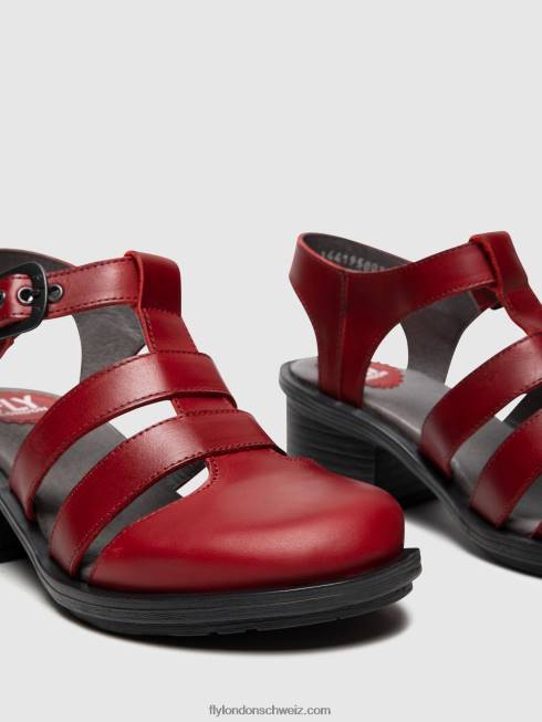 CH Fly London Frauen T-Riemen-Sandalen cahy195 Rot 2664412