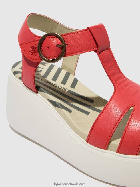 CH Fly London Frauen T-Riemen-Sandalen duma955 Himbeere 2664415