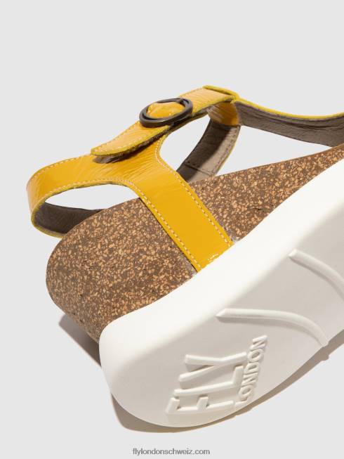 CH Fly London Frauen T-Riemen-Sandalen gait959 Gelb 2664410