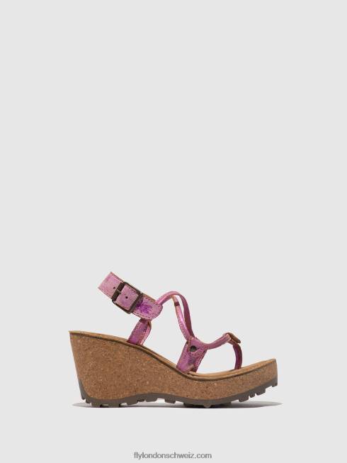 CH Fly London Frauen T-Riemen-Sandalen, meine Güte Rosa 2664518