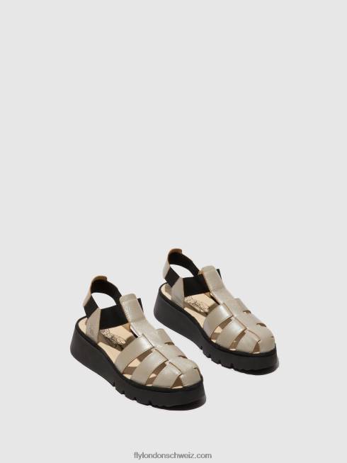 CH Fly London Frauen T-Riemen-Sandalen pefi429 Silber 2664405