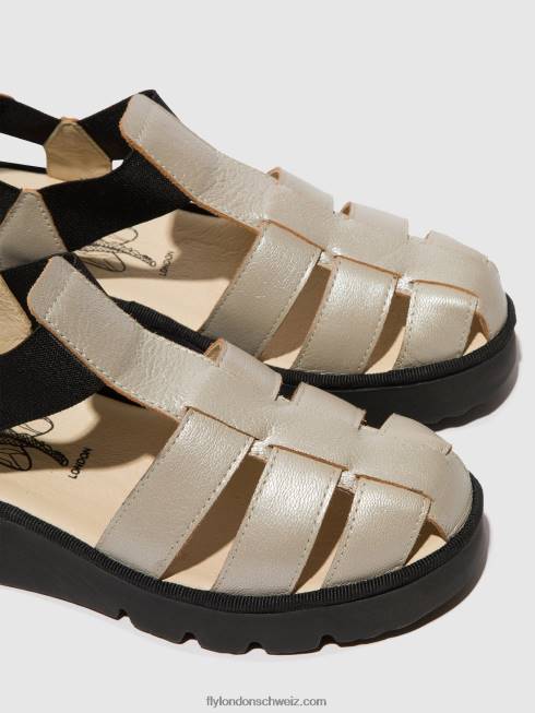 CH Fly London Frauen T-Riemen-Sandalen pefi429 Silber 2664405