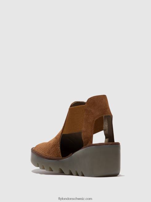 CH Fly London Frauen elastische Sandalen biga412 Cognac 2664479