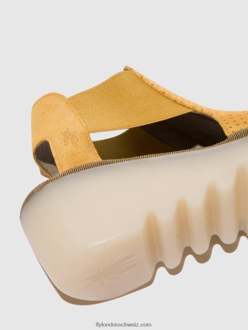 CH Fly London Frauen elastische Sandalen biga412 Honig 2664481