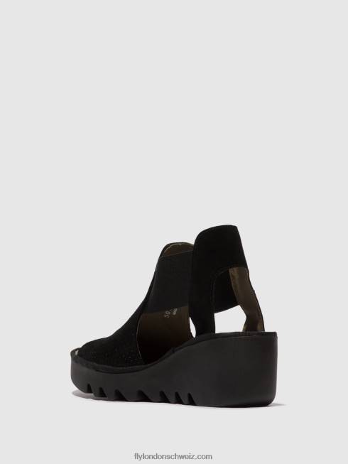 CH Fly London Frauen elastische Sandalen biga412 Schwarz 2664478