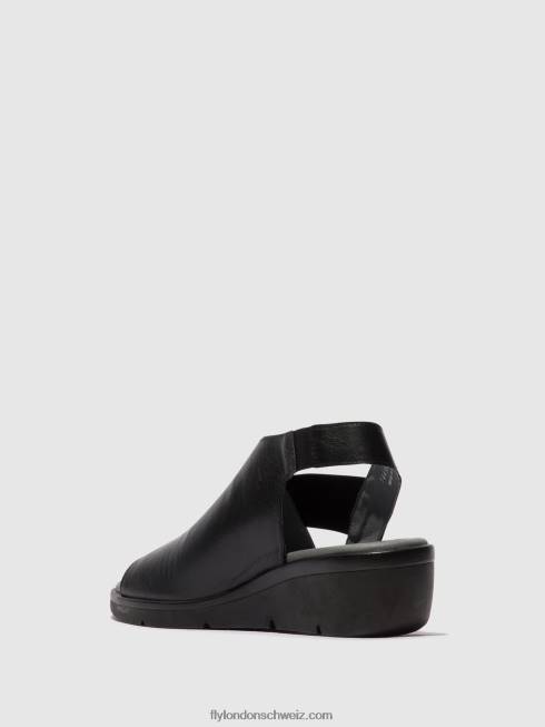 CH Fly London Frauen elastische Sandalen nily940 Schwarz 2664482