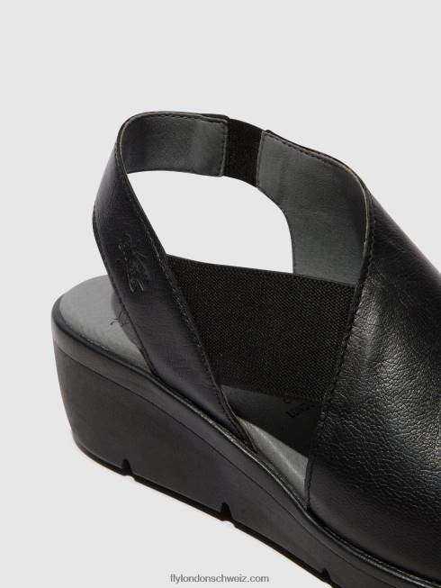 CH Fly London Frauen elastische Sandalen nily940 Schwarz 2664482