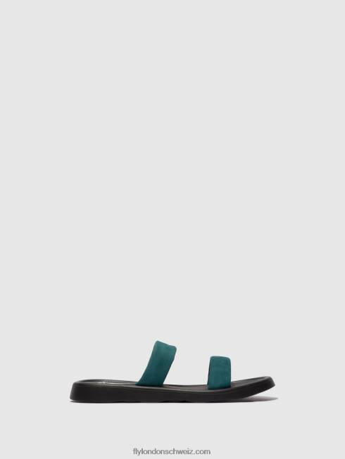 CH Fly London Frauen flache Sandalen taja872 blaugrün 2664557