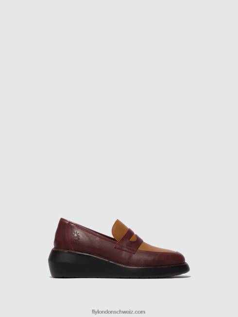 CH Fly London Frauen Loafer-Schuhe blar513 bordeaux/cuoio 2664677