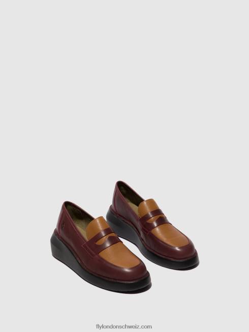 CH Fly London Frauen Loafer-Schuhe blar513 bordeaux/cuoio 2664677