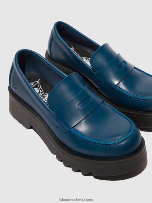 CH Fly London Frauen Loafer Schuhe moat948 Blau 2664652