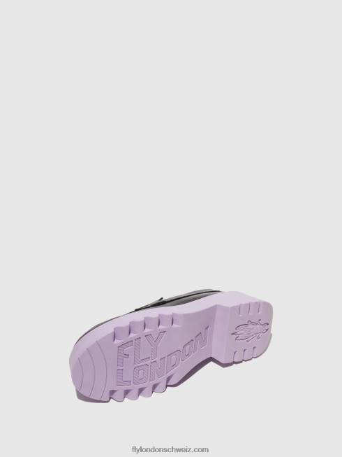 CH Fly London Frauen Loafer Schuhe moat948 schwarz (violette Sohle) 2664651