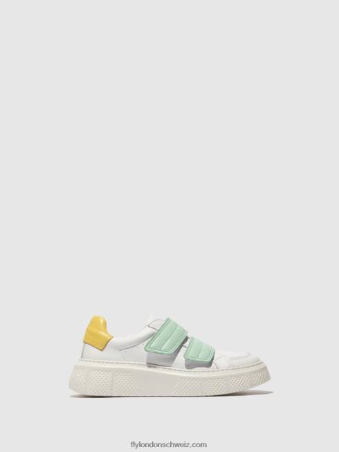 CH Fly London Frauen Klett-Sneaker edda513 weiß/mynt/gelb 2664755