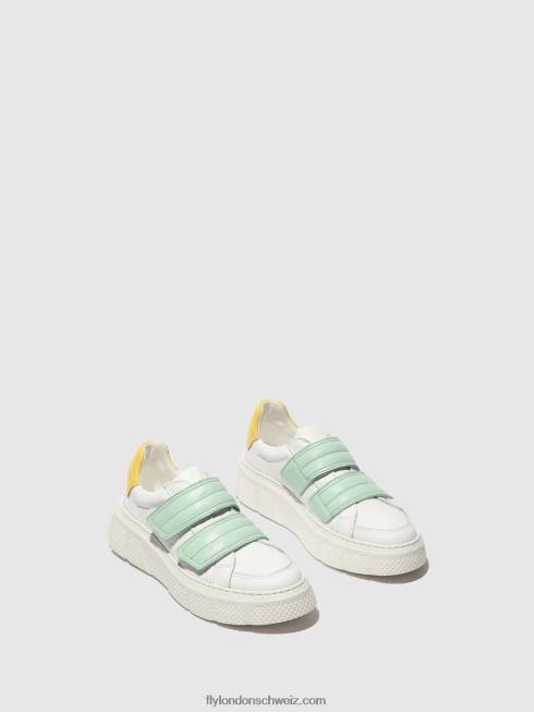 CH Fly London Frauen Klett-Sneaker edda513 weiß/mynt/gelb 2664755