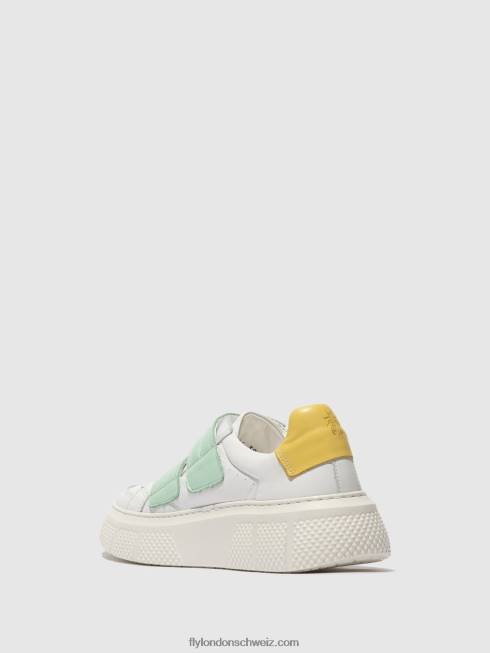 CH Fly London Frauen Klett-Sneaker edda513 weiß/mynt/gelb 2664755