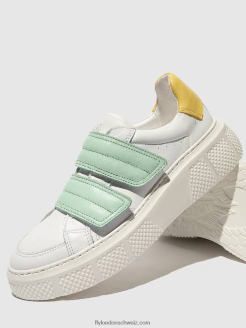 CH Fly London Frauen Klett-Sneaker edda513 weiß/mynt/gelb 2664755
