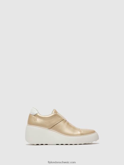 CH Fly London Frauen elastische turnschuhe dito581 Gold 2664731