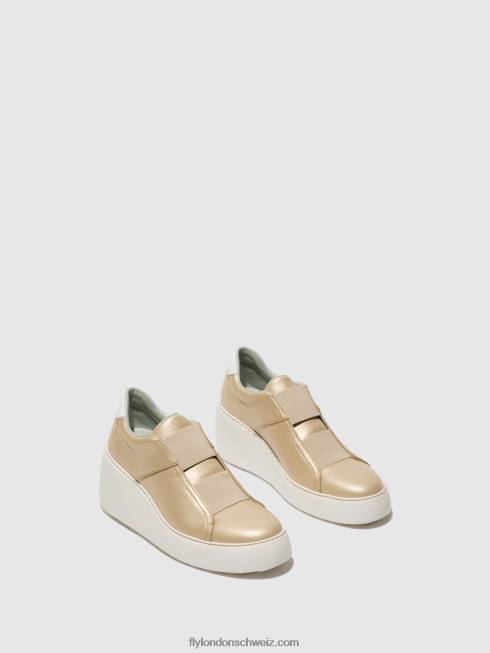 CH Fly London Frauen elastische turnschuhe dito581 Gold 2664731