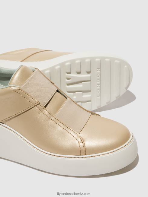 CH Fly London Frauen elastische turnschuhe dito581 Gold 2664731