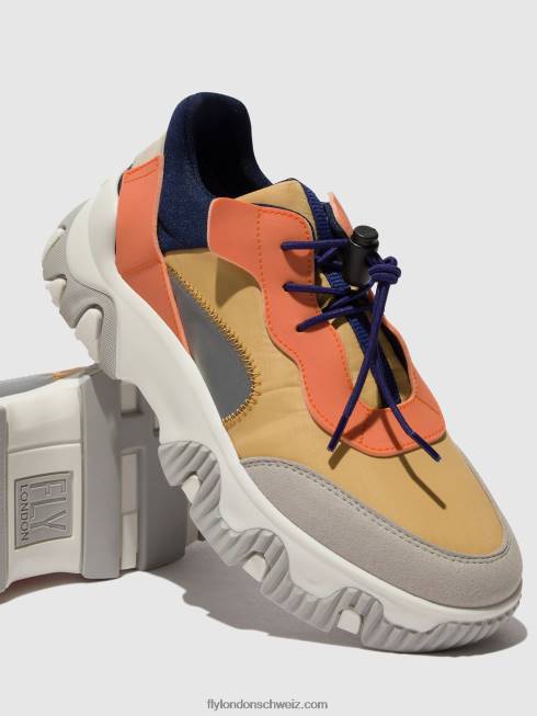 CH Fly London Frauen elastische turnschuhe fian634 Pfirsich 2664750