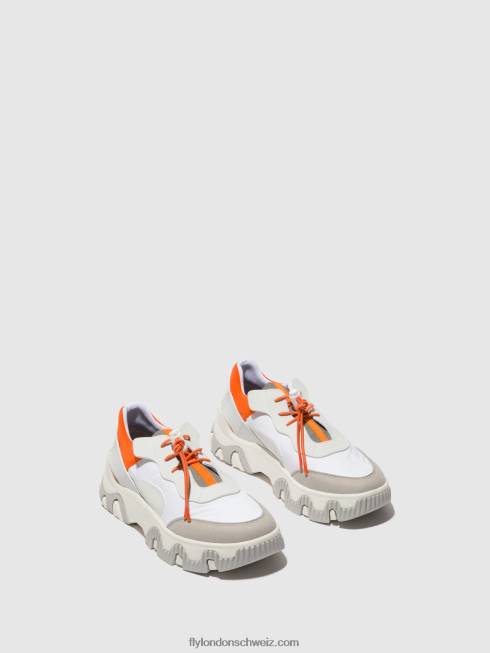 CH Fly London Frauen elastische turnschuhe fian634 gebrochenes Weiß/Koralle 2664748