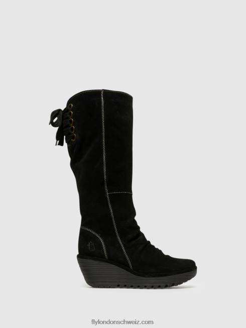 CH Fly London Frauen kniehohe Stiefel yust Schwarz 2664354