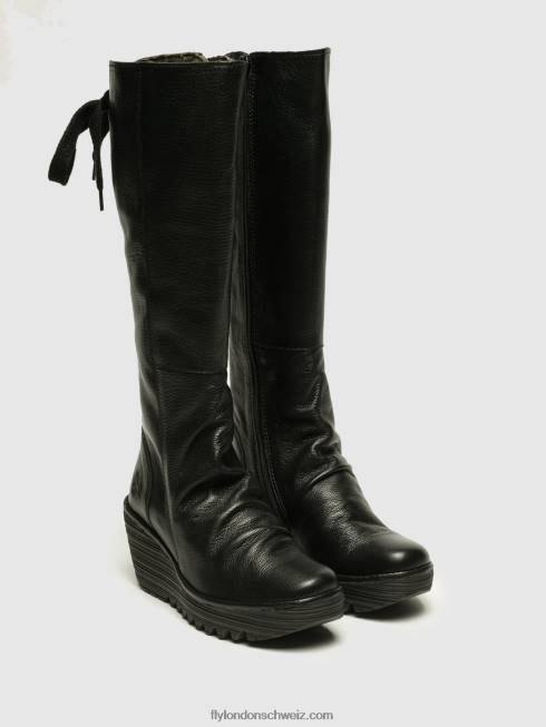 CH Fly London Frauen kniehohe Stiefel yust Schwarz 2664355