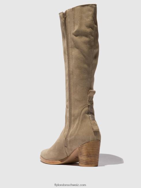 CH Fly London Frauen Stiefel mit Reißverschluss ames826 Wildledercreme 2664326