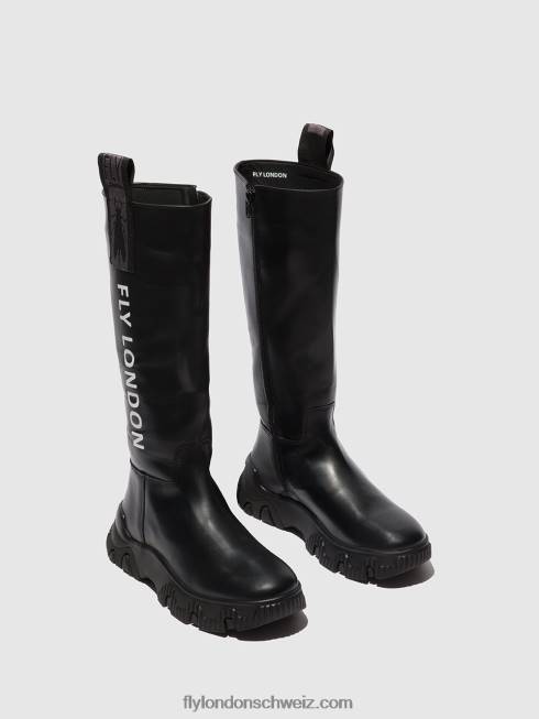 CH Fly London Frauen Stiefel mit Reißverschluss febe886 Tunderschwarz 2664312