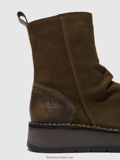 CH Fly London Frauen Stiefel mit Reißverschluss reno053 Ölsuede/Teppichschlamm/Oliv 2664320