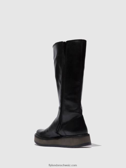 CH Fly London Frauen Stiefel mit Reißverschluss rhea042 Teppich schwarz 2664339