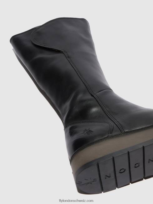 CH Fly London Frauen Stiefel mit Reißverschluss rhea042 Teppich schwarz 2664339