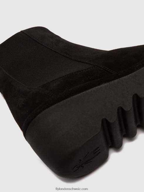 CH Fly London Frauen Chelsea-Stiefeletten bagu233 Ölsuede schwarz 2664261