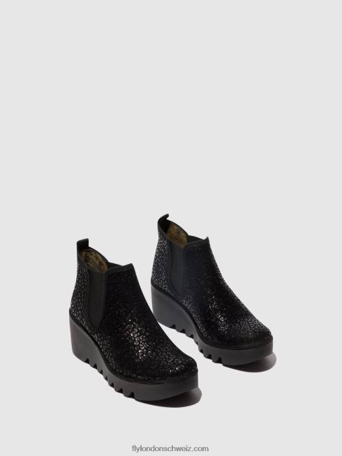 CH Fly London Frauen Chelsea-Stiefeletten byne349 anthrazitfarbene Flecken 2664149