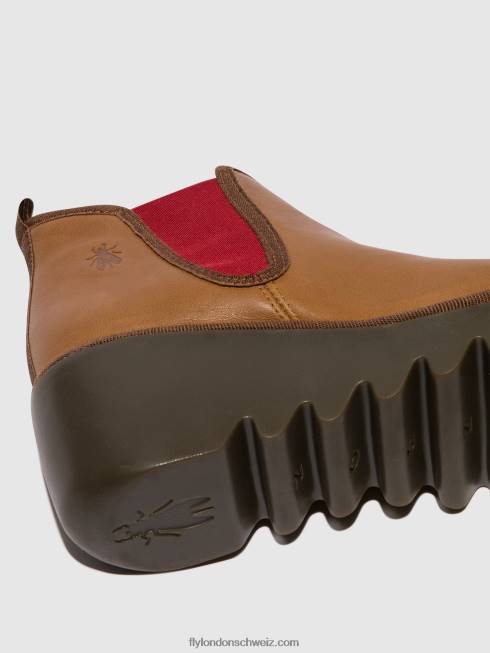 CH Fly London Frauen Chelsea-Stiefeletten byne349 cuoio (rotes Gummiband) 2664152