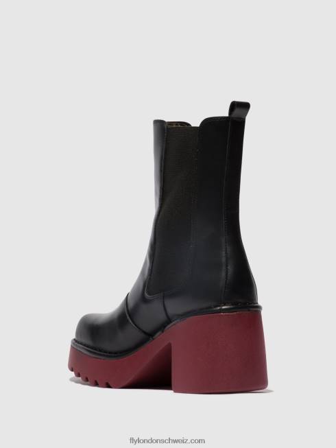 CH Fly London Frauen Chelsea-Stiefeletten moya25 schwarz (Weinsohle) 2664129
