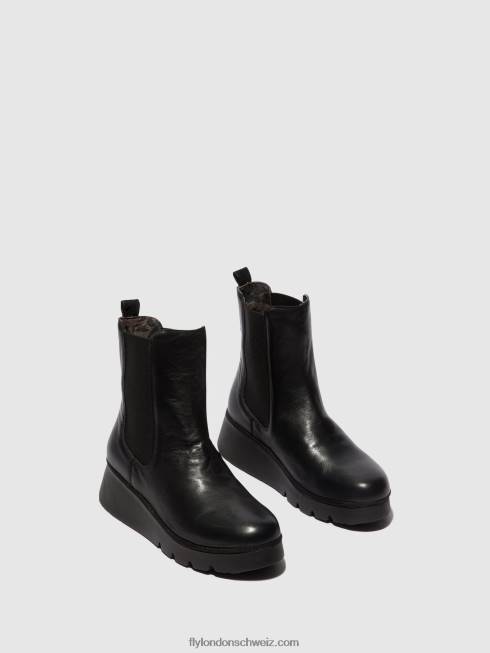 CH Fly London Frauen Chelsea-Stiefeletten paty405 Schwarz 26649