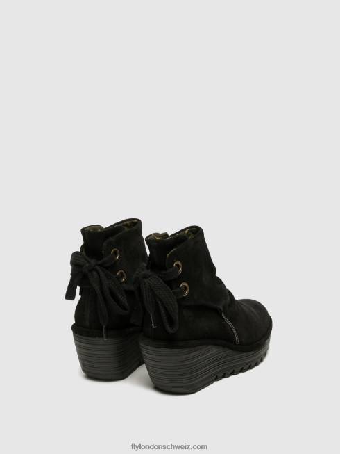 CH Fly London Frauen Keilstiefeletten Yama Wildleder schwarz 266417