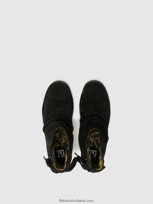 CH Fly London Frauen Keilstiefeletten Yama Wildleder schwarz 266417