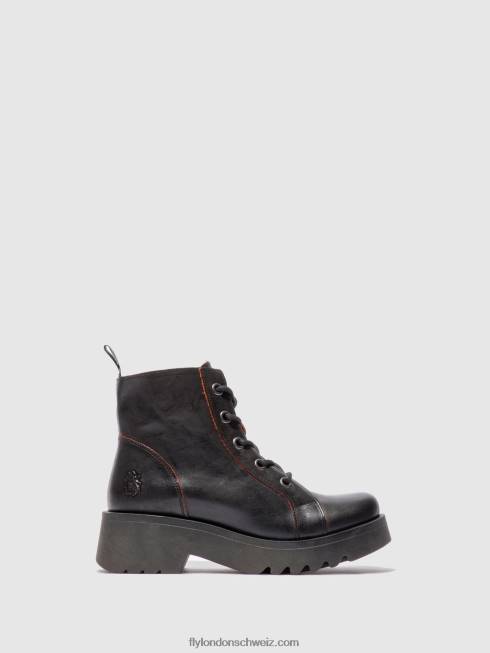 CH Fly London Frauen Schnürstiefeletten metz788 Java schwarz/rot 2664174