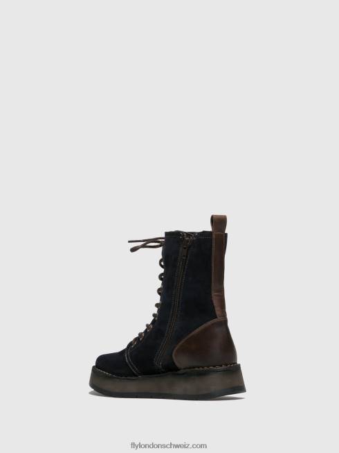 CH Fly London Frauen Schnürstiefeletten rami043 Ölsuede/Teppich Marine/Dunkelbraun 2664258