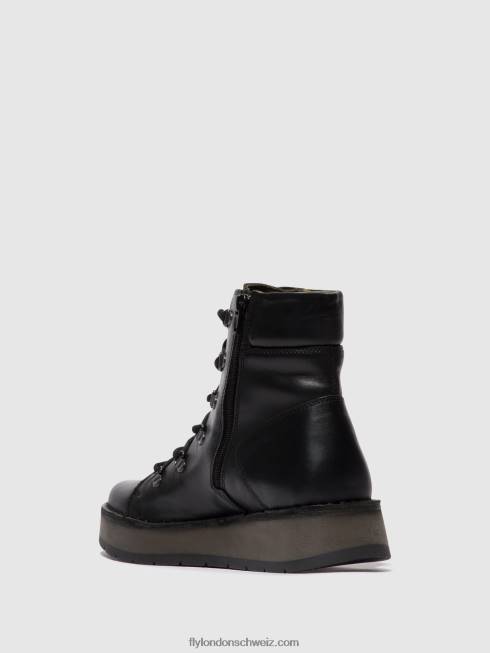 CH Fly London Frauen Schnürstiefeletten roxy094 Schwarz 266487