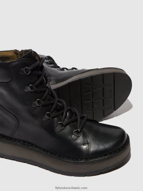 CH Fly London Frauen Schnürstiefeletten roxy094 Schwarz 266487