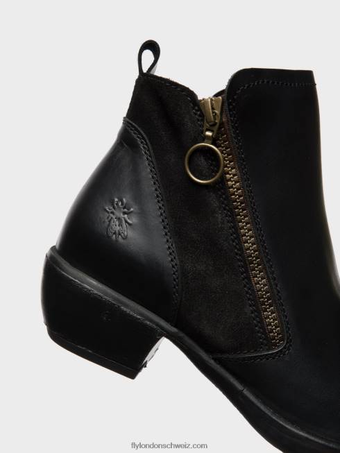 CH Fly London Frauen Stiefeletten mit Reißverschluss Meli schwarz 266415