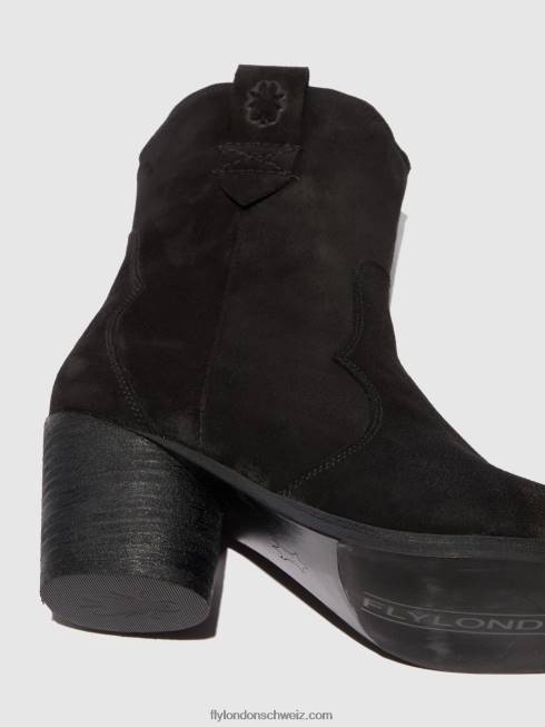 CH Fly London Frauen Stiefeletten mit Reißverschluss alba825 Wildleder schwarz 2664188