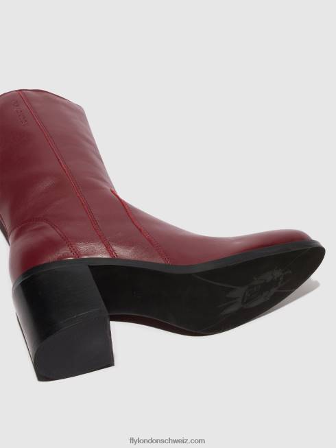 CH Fly London Frauen Stiefeletten mit Reißverschluss asta914 Wein 266475