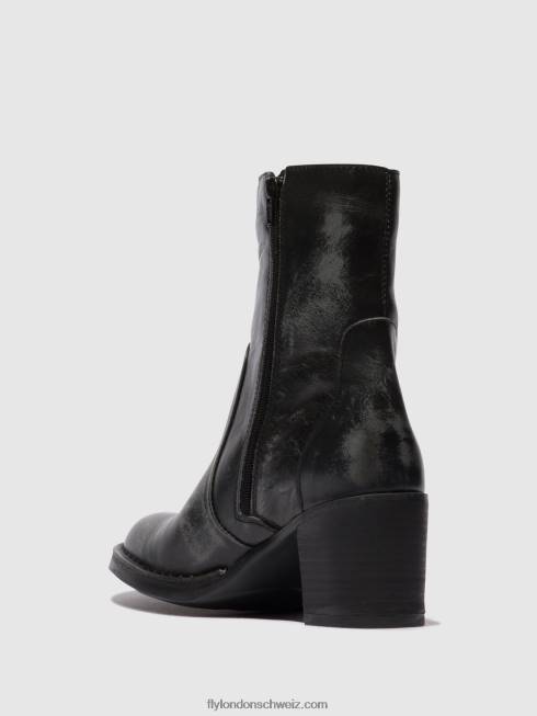 CH Fly London Frauen Stiefeletten mit Reißverschluss becy097 Anthrazit 266469