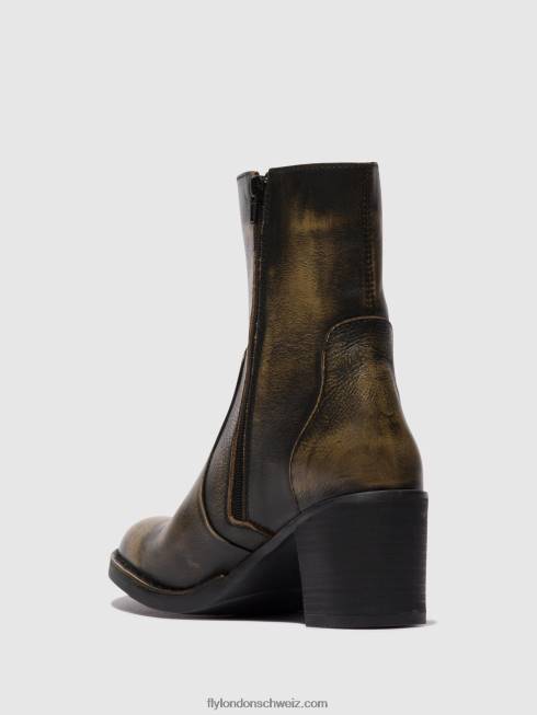 CH Fly London Frauen Stiefeletten mit Reißverschluss becy097 Olive 266467